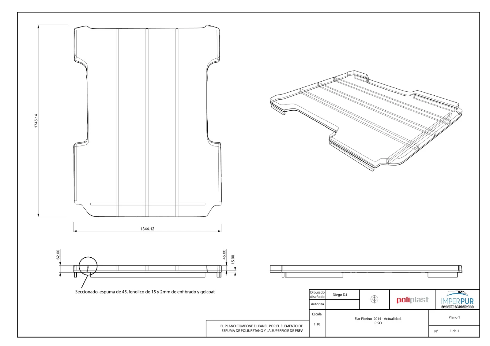 Plano técnico del piso de Fiorino